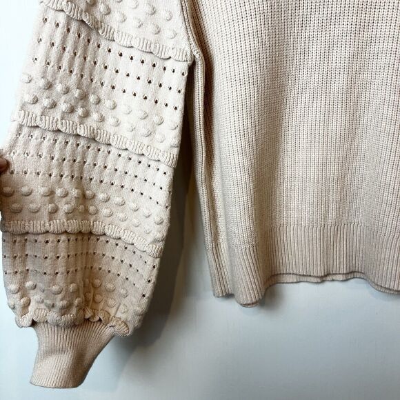 Entro Sweater Pullover Textured Ruffle Sleeve Peachy Tan Women’s L - Picture 3 of 12